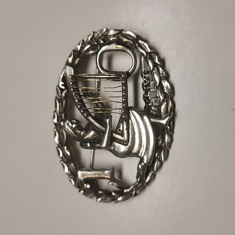 Vintage Israel 10 Year King David Lyre Harp Brooch